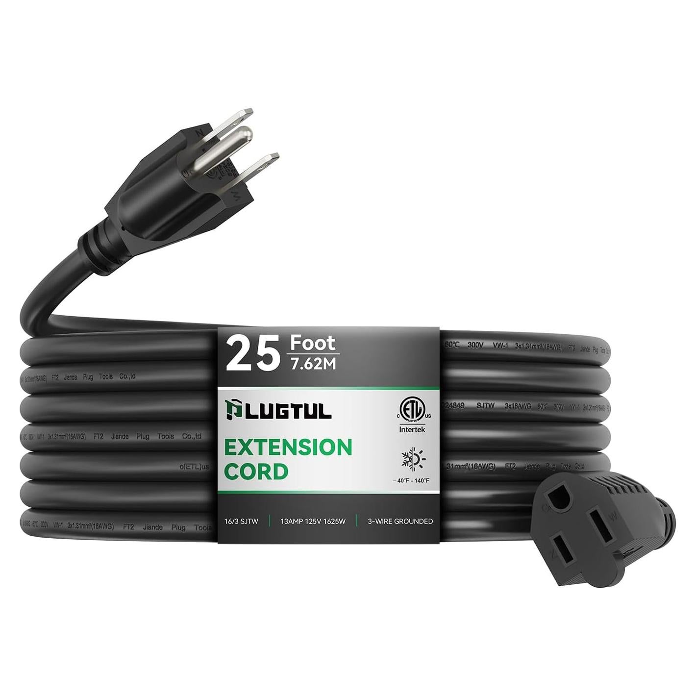 Cable de Extensión Exterior 7.62m PLUGTUL 16/3 A Prueba de Agua