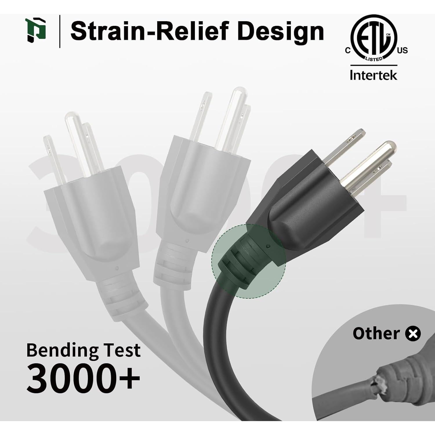 Cable de Extensión Exterior 7.62m PLUGTUL 16/3 A Prueba de Agua