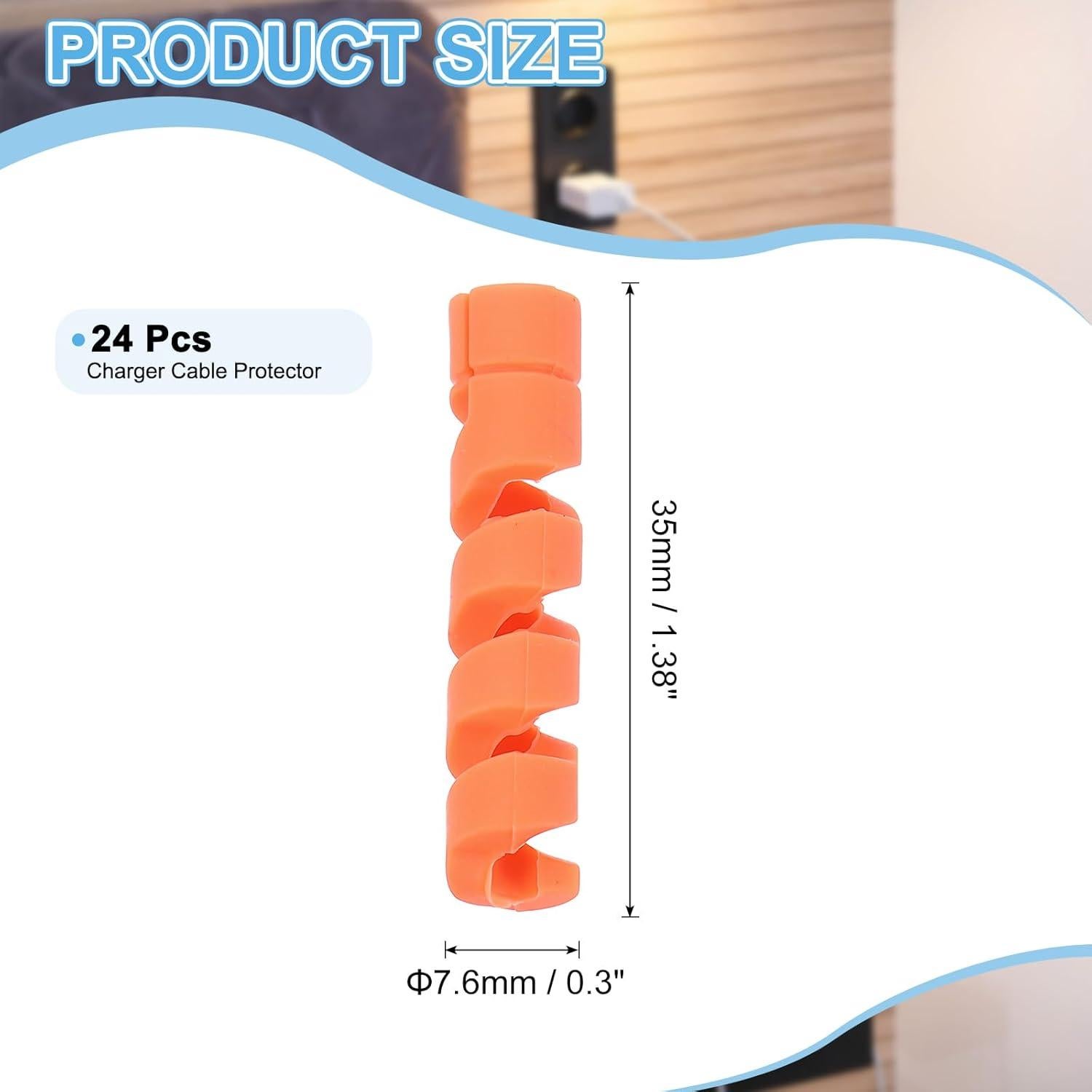 Protector de Cable de Carga uxcell 24 Piezas Naranja 35x7.6mm