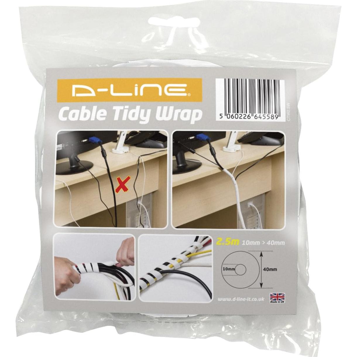 Envoltura de Cables D-Line 2.5m Blanca, Diámetro 1-3.81cm