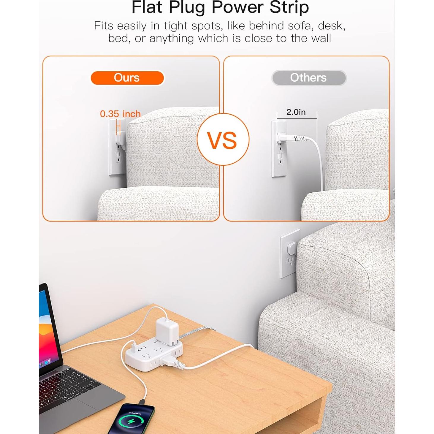 Tira de Alimentación BESHON 5FT con 6 Salidas y 4 USB