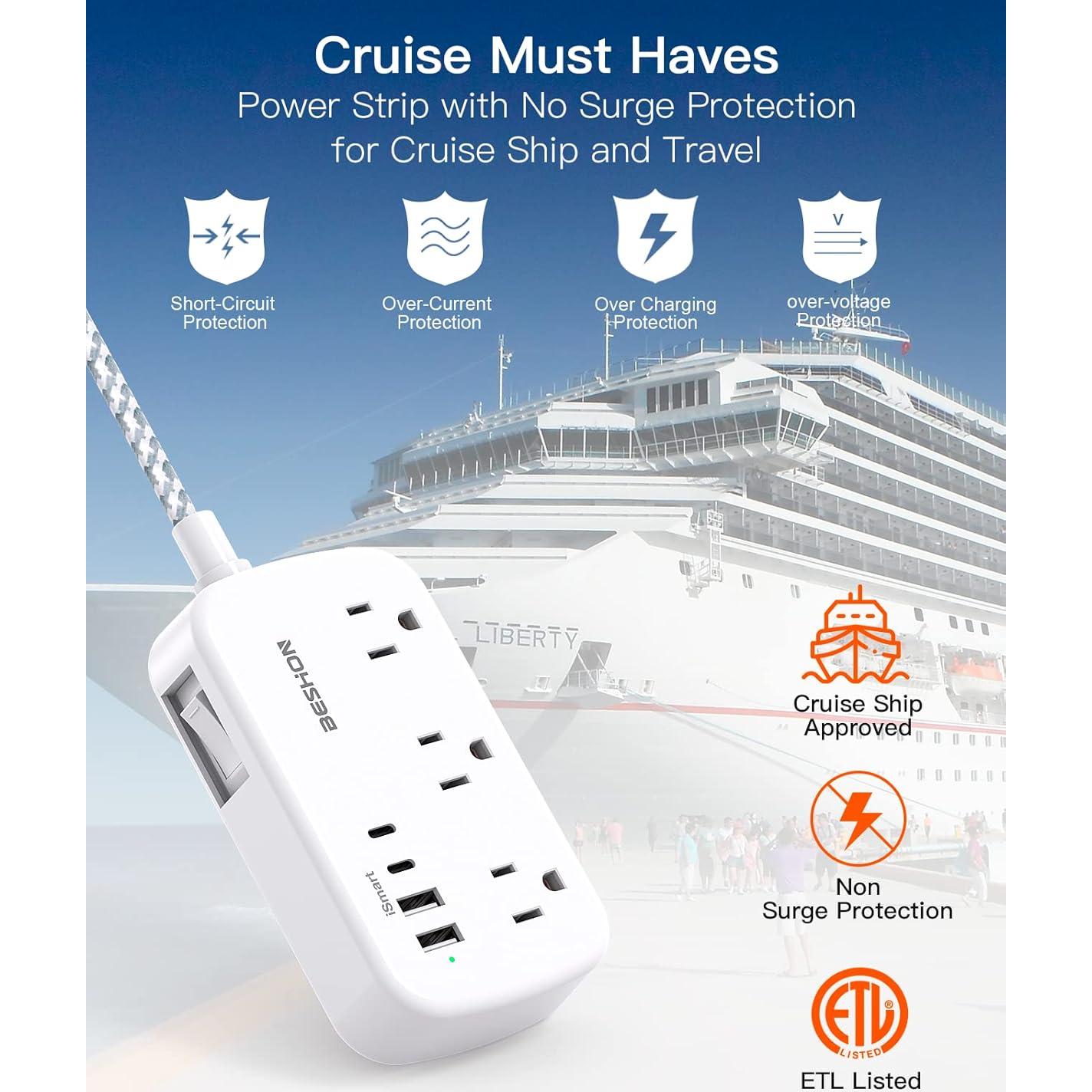 Tira de Alimentación BESHON 5FT con 6 Salidas y 4 USB