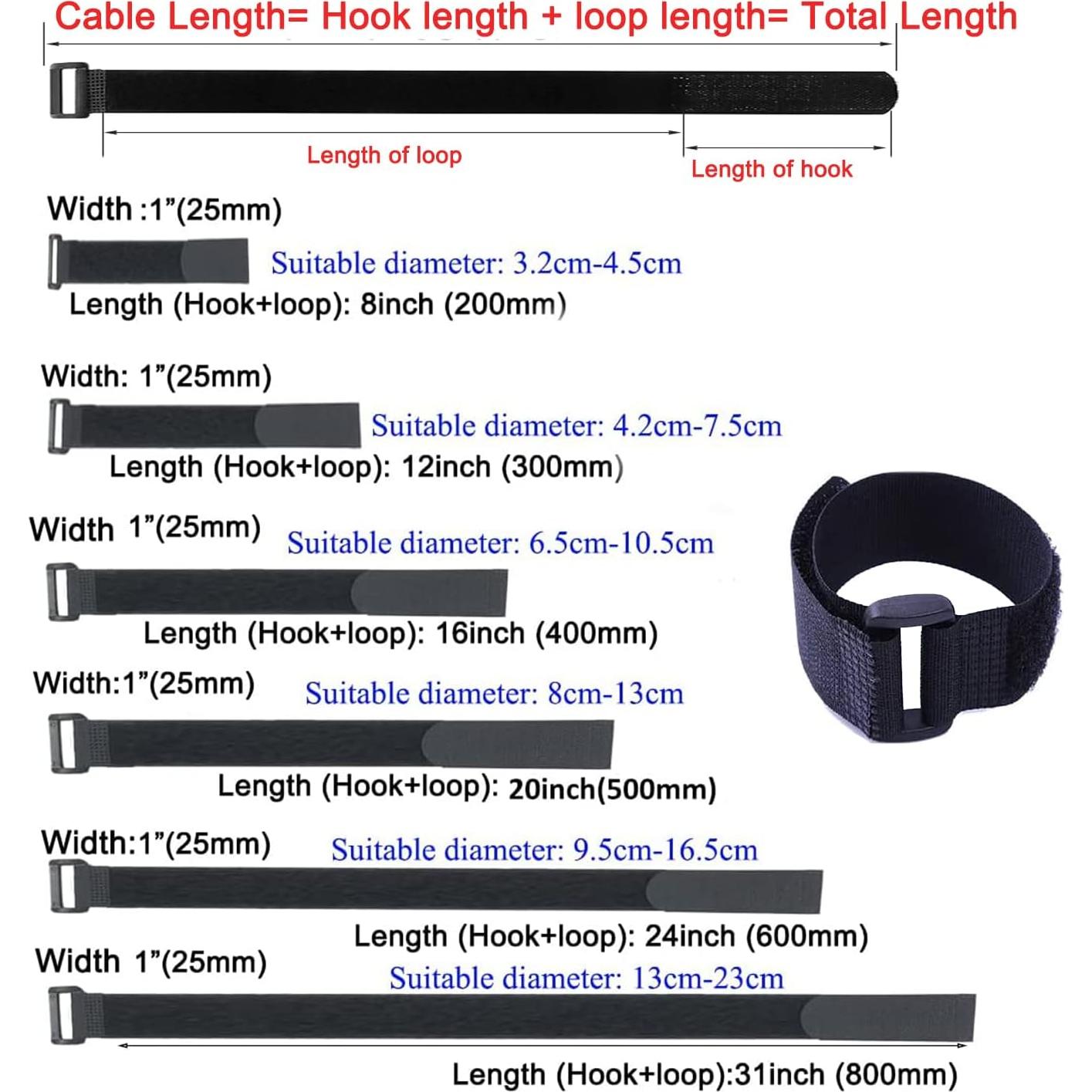 Correas de Cable Autoadhesivas HUAPX 2.5 cm x 30.5 cm - Paquete de 10