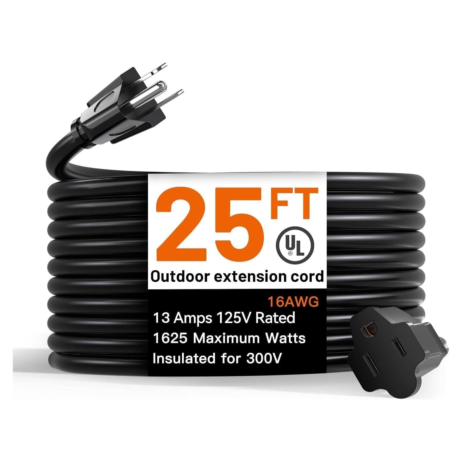 Cable de Extensión Exterior Addlon 7.62m 16AWG Impermeable Negro