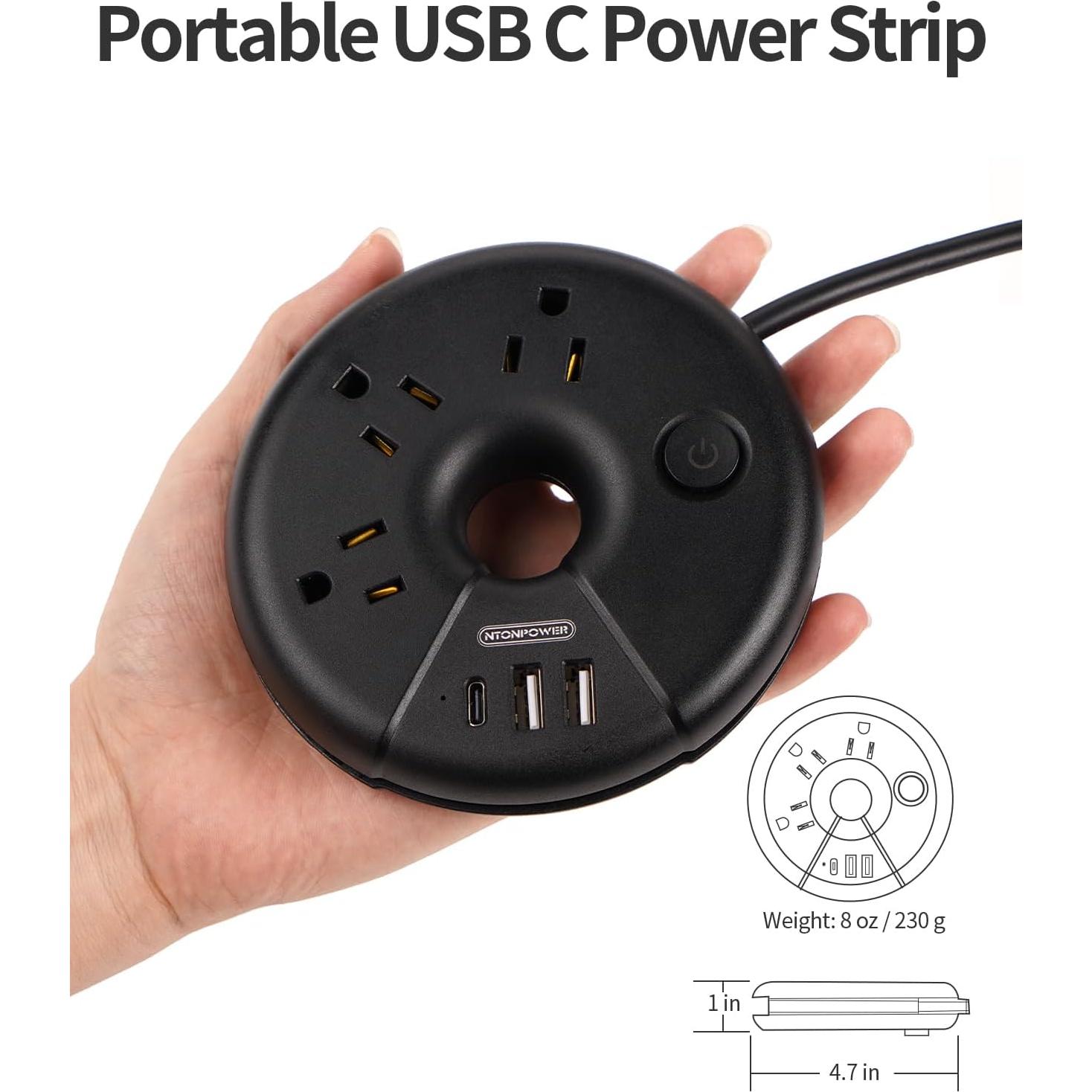 Regleta de Enchufes NTONPOWER 15FT con 3 Salidas y USB