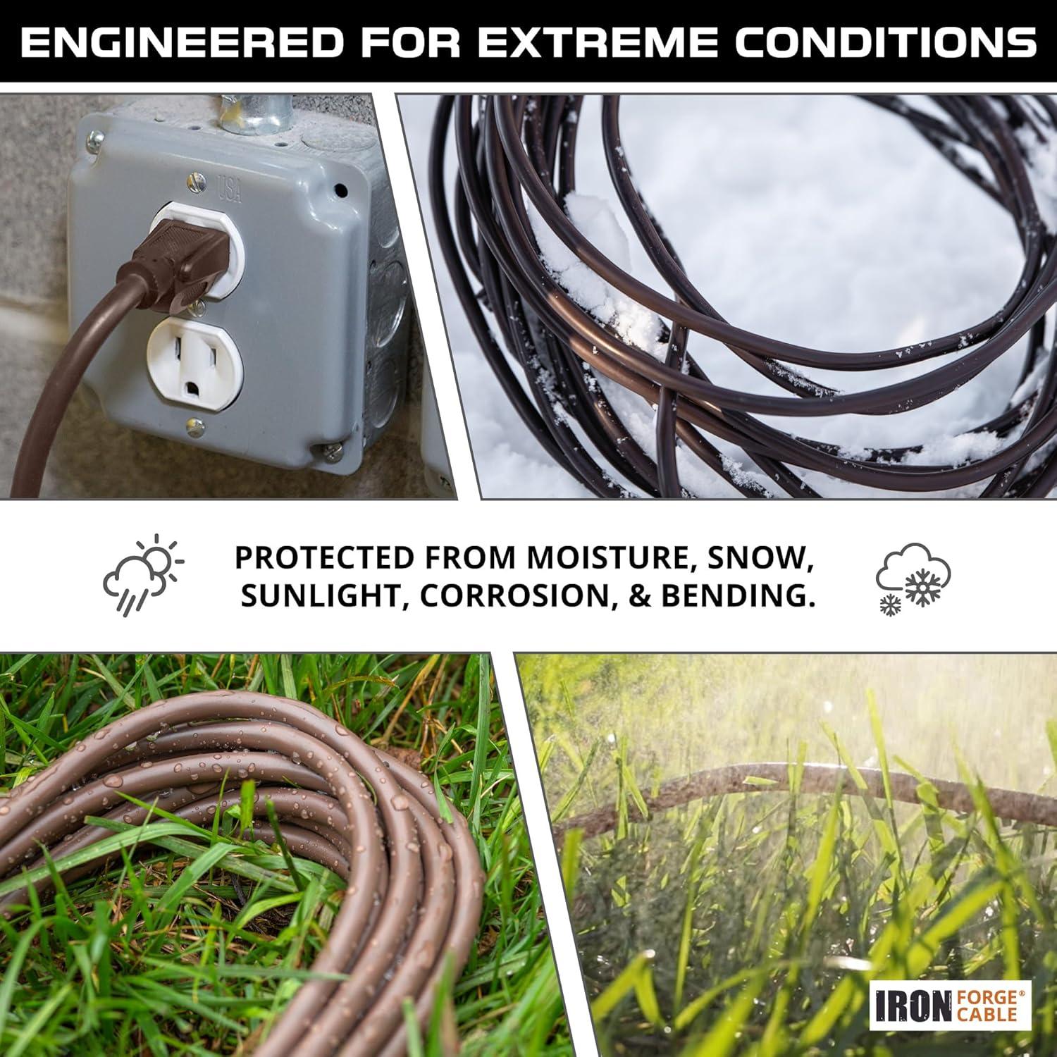 Cable de Extensión Exterior Marrón 6FT Iron Forge 3 Salidas 16AWG