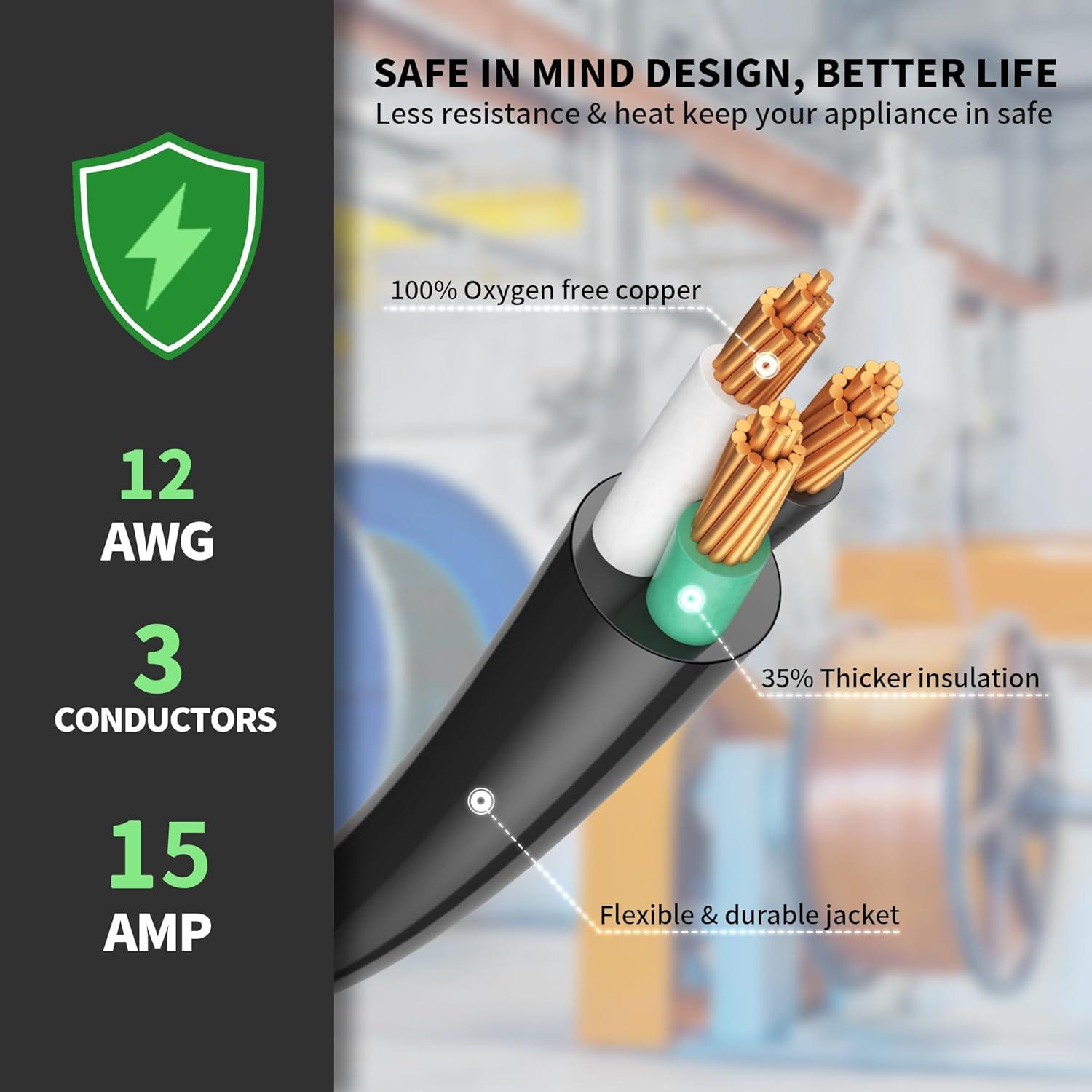 Cable de Extensión 12/3 POWGRN Amarillo 1 Pie 3 Salidas