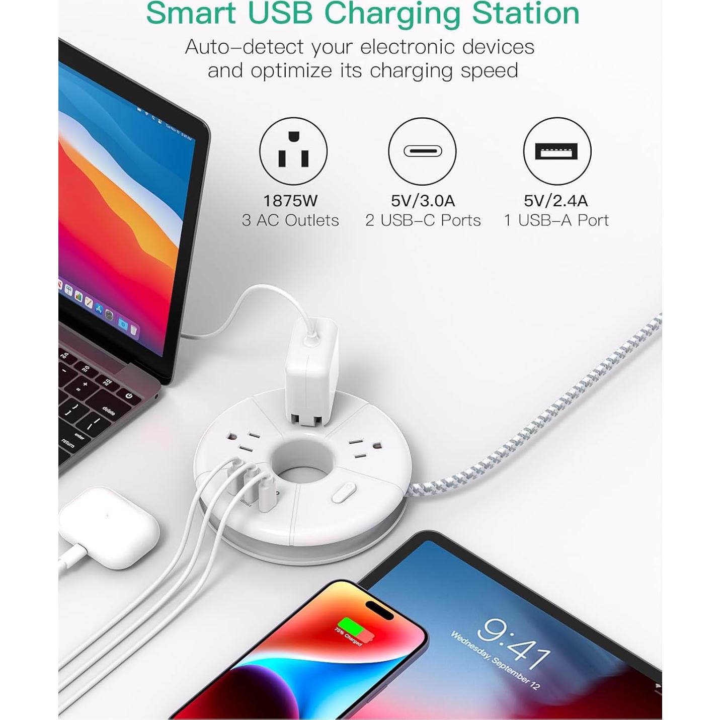 Tira de Alimentación USB C MIFASOPOWER 3 Puertos 1.52m