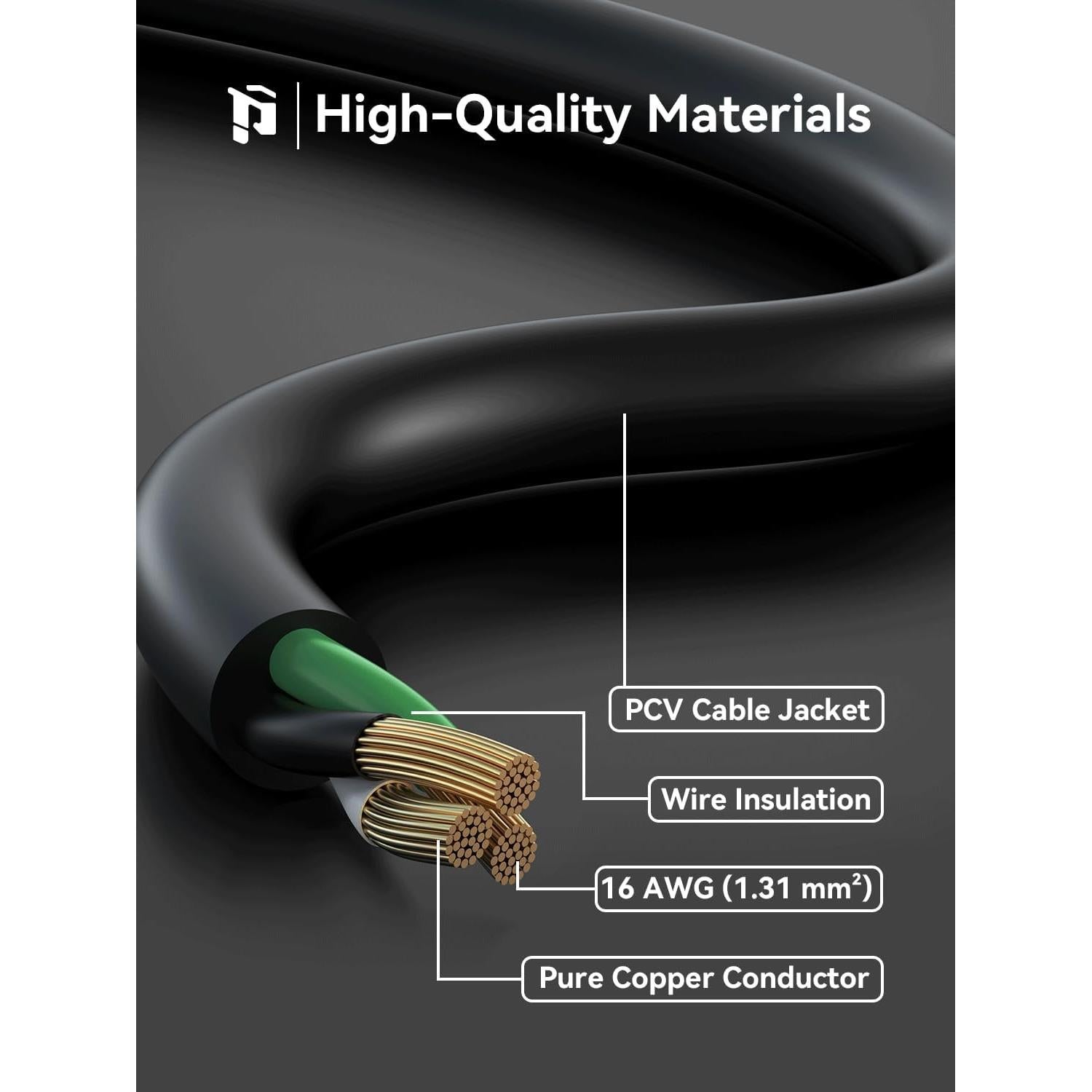 Cable de Extensión Negro 16 AWG 0.91m PLUGTUL 13A 1625W