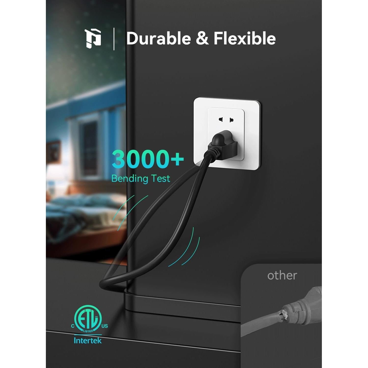 Cable de Extensión Negro 16 AWG 0.91m PLUGTUL 13A 1625W