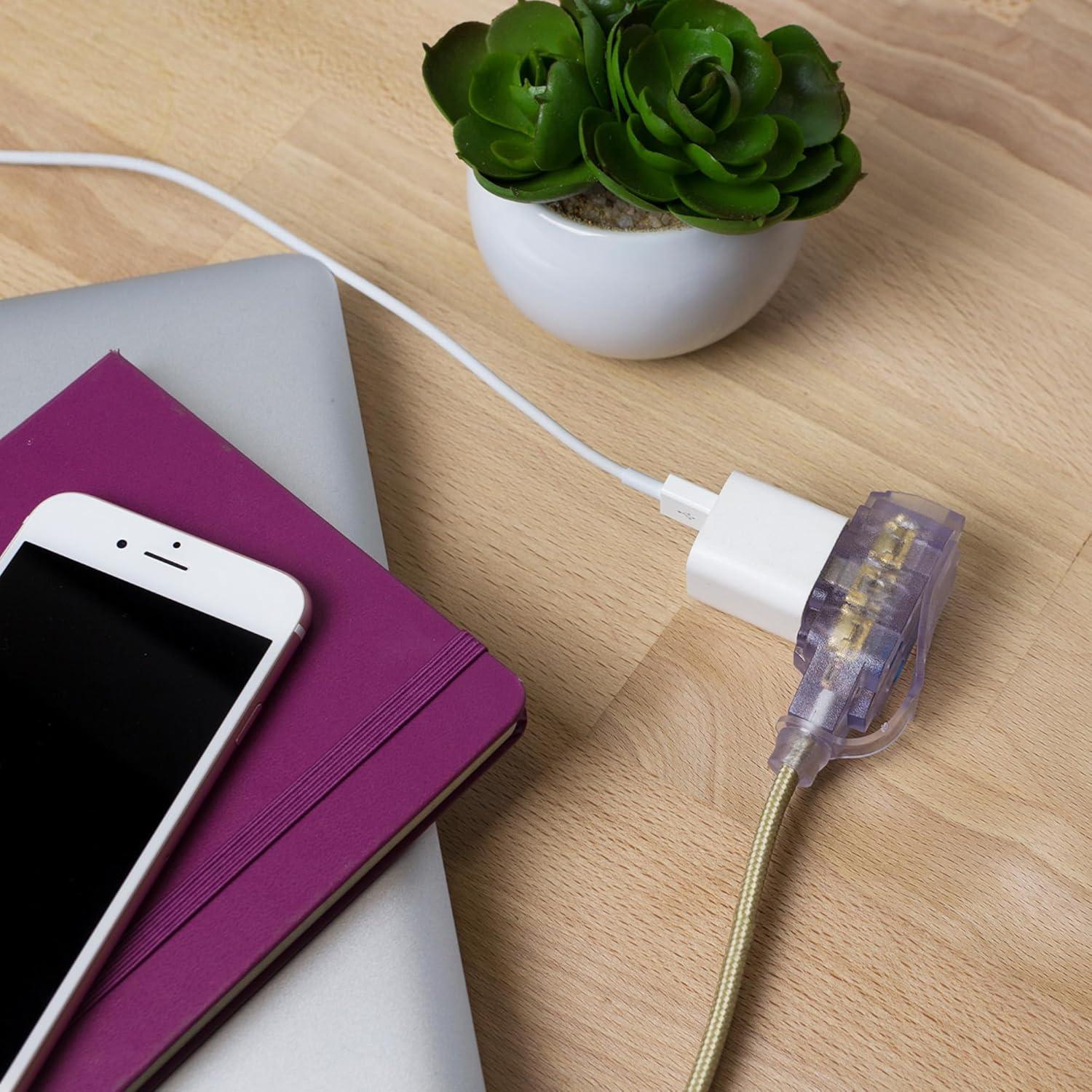 Cable de Extensión de Tela Globe Electric 2.7m 3 Salidas Dorado