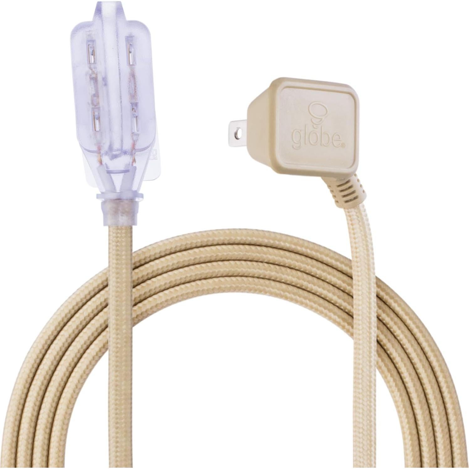 Cable de Extensión de Tela Globe Electric 2.7m 3 Salidas Dorado