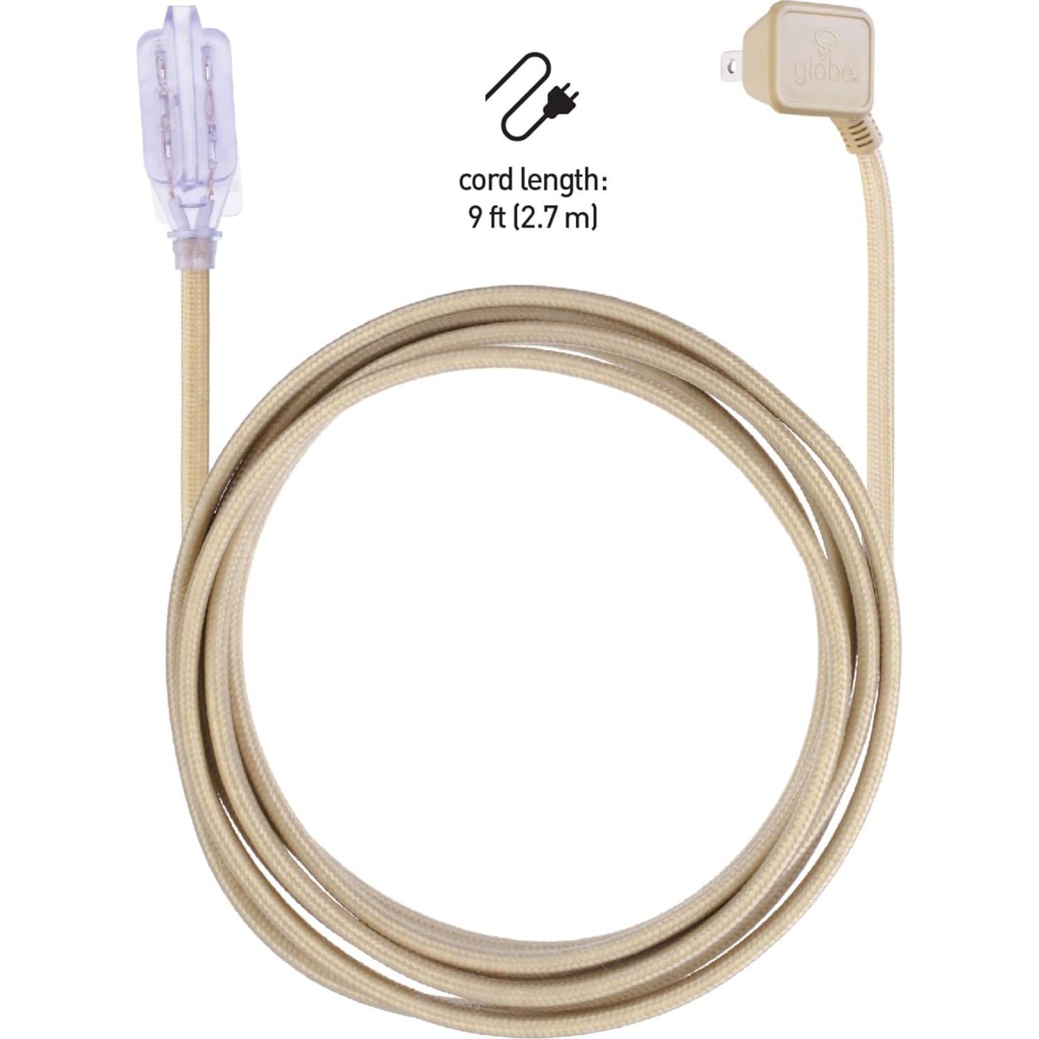 Cable de Extensión de Tela Globe Electric 2.7m 3 Salidas Dorado