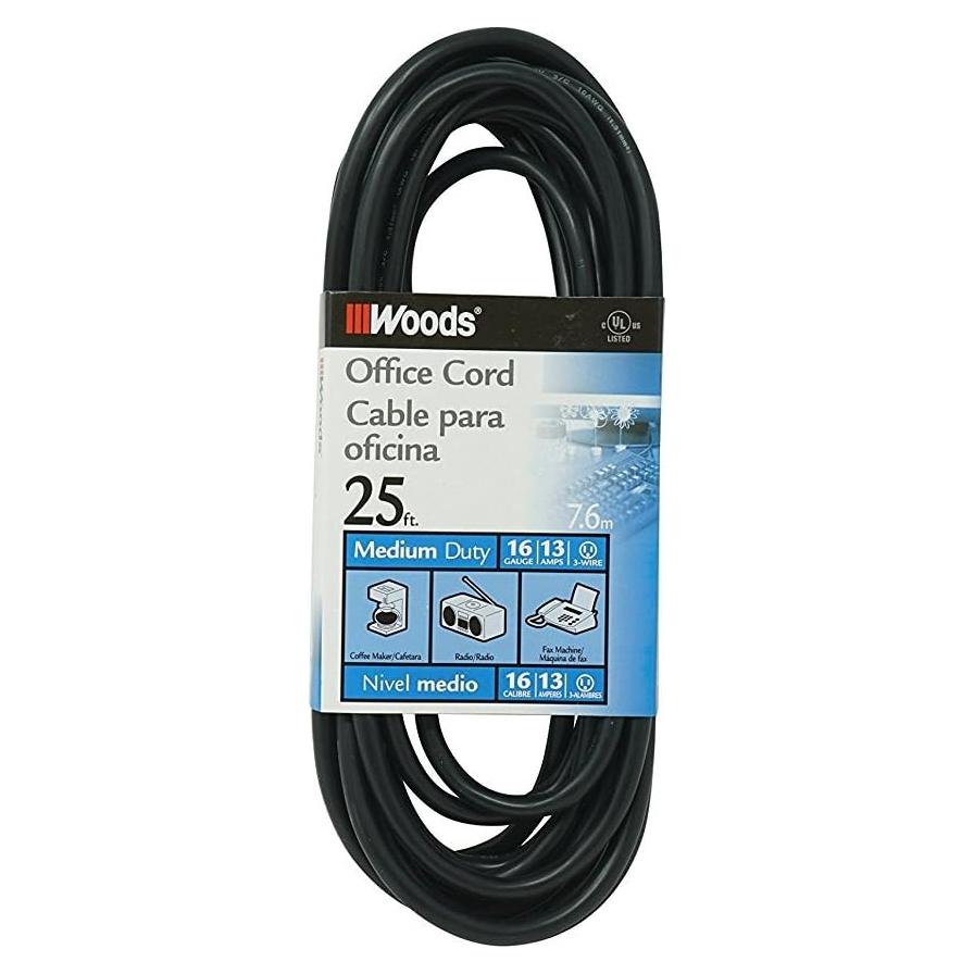 Cuerda de Extensión Woods 5601 7.62 m 16 AWG Negra