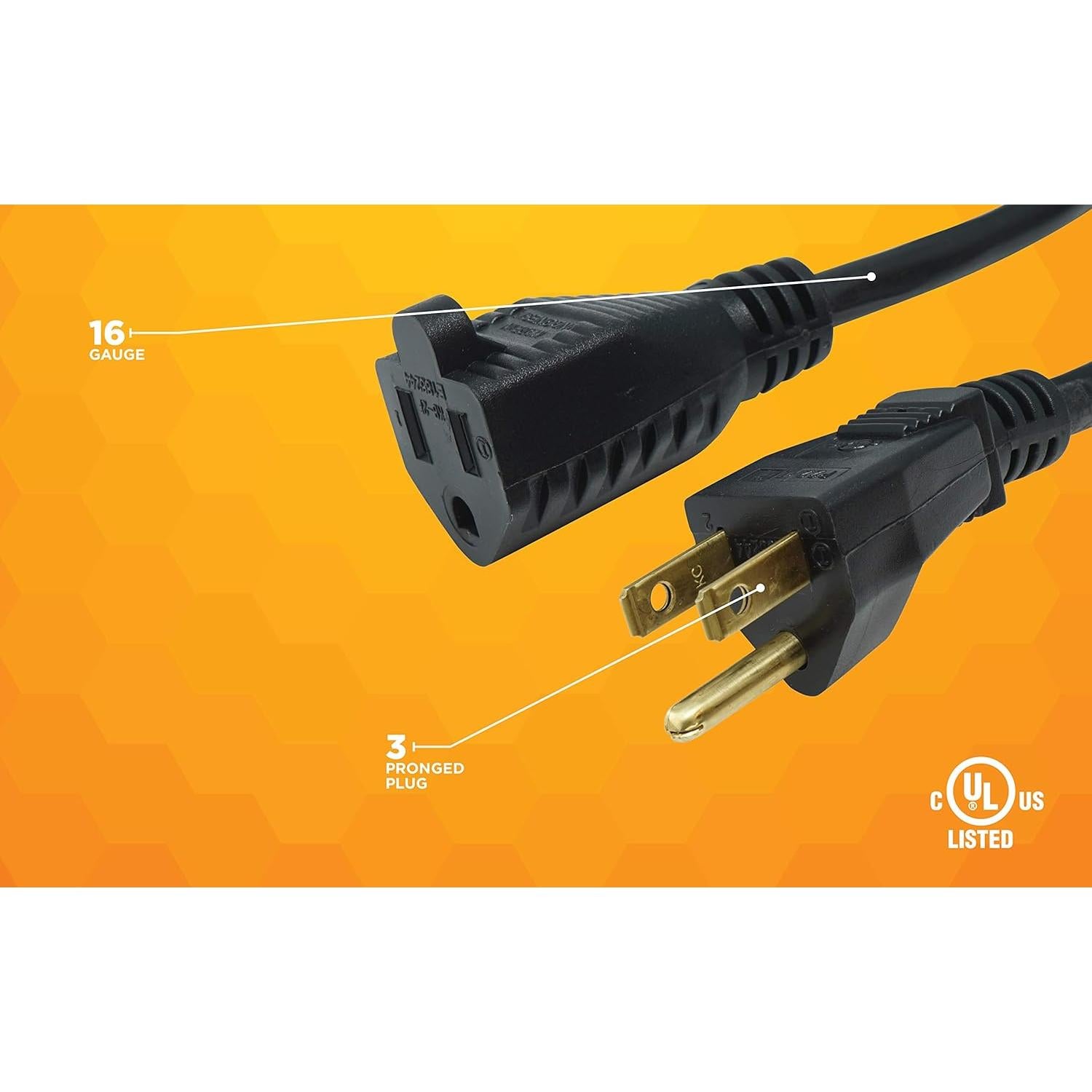 Cuerda de Extensión Woods 5601 7.62 m 16 AWG Negra