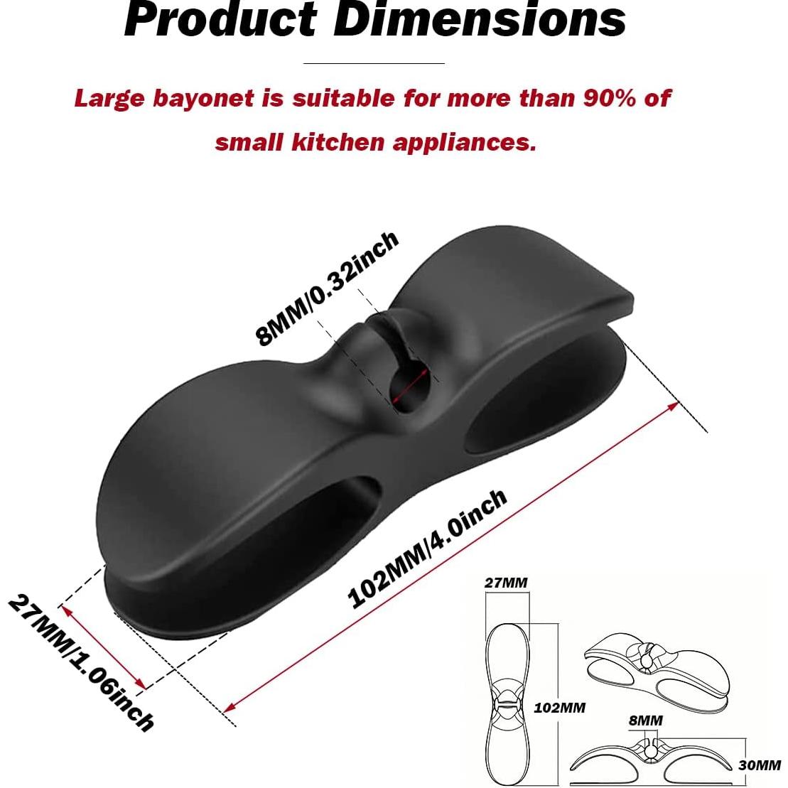 Organizador de Cables AUHSSAN 4 Piezas Negro para Electrodomésticos
