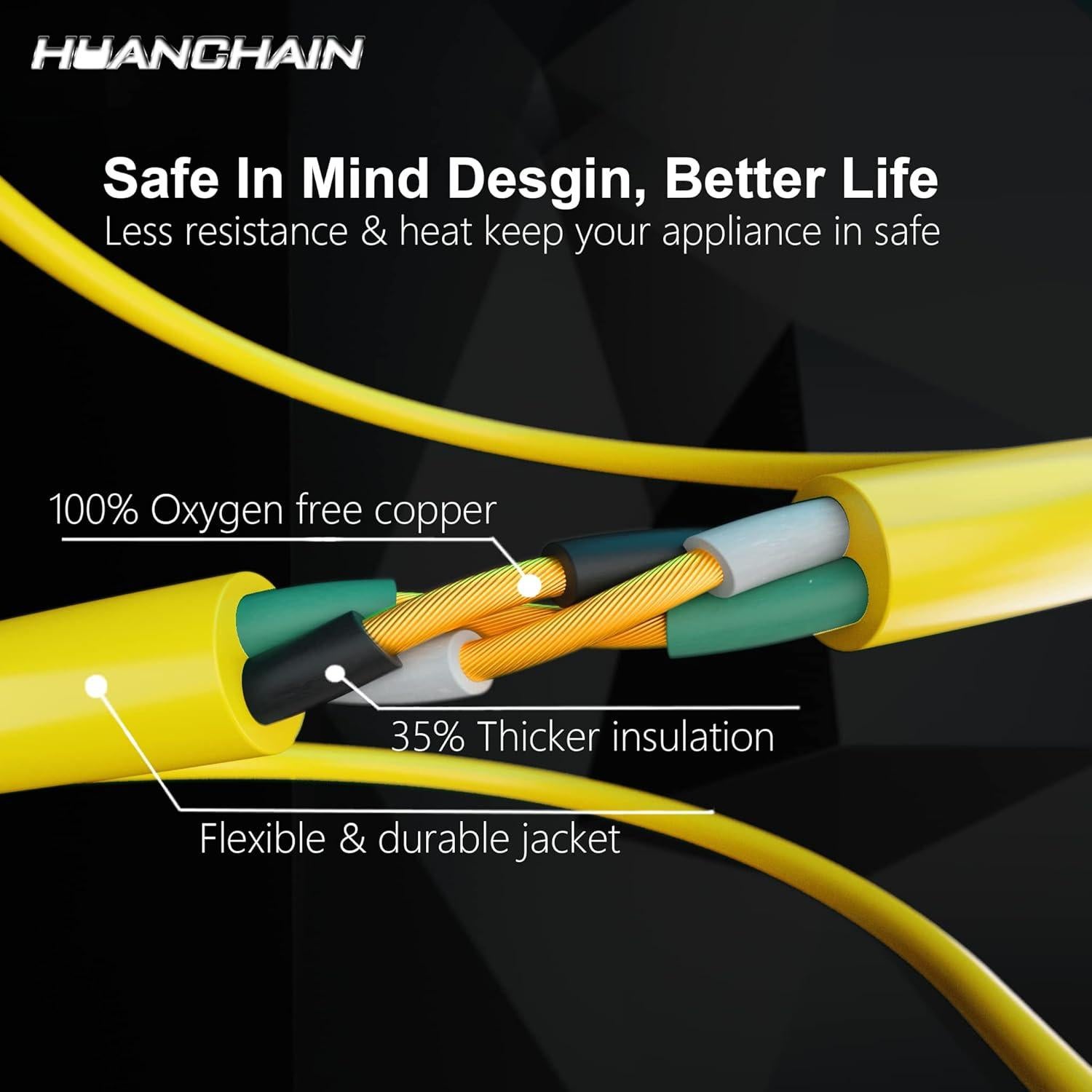 Cable de Extensión Exterior HUANCHAIN 7.62m 12AWG Amarillo