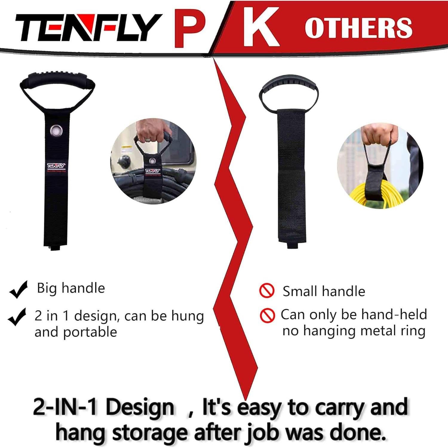 4 Organizadores de Cables de Extensión TENFLY 71 cm Negro