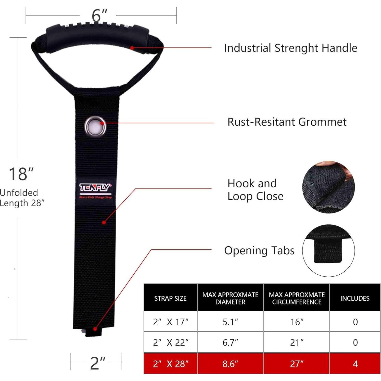 4 Organizadores de Cables de Extensión TENFLY 71 cm Negro