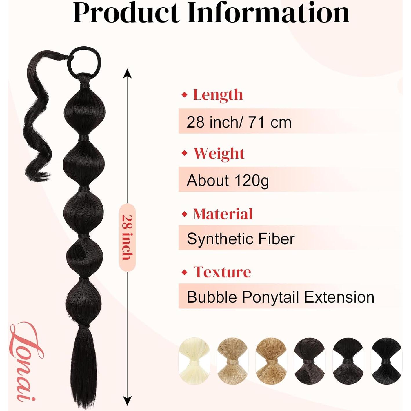 Extensión de Cola de Caballo Bubble LONAI 71 cm Marrón Negro