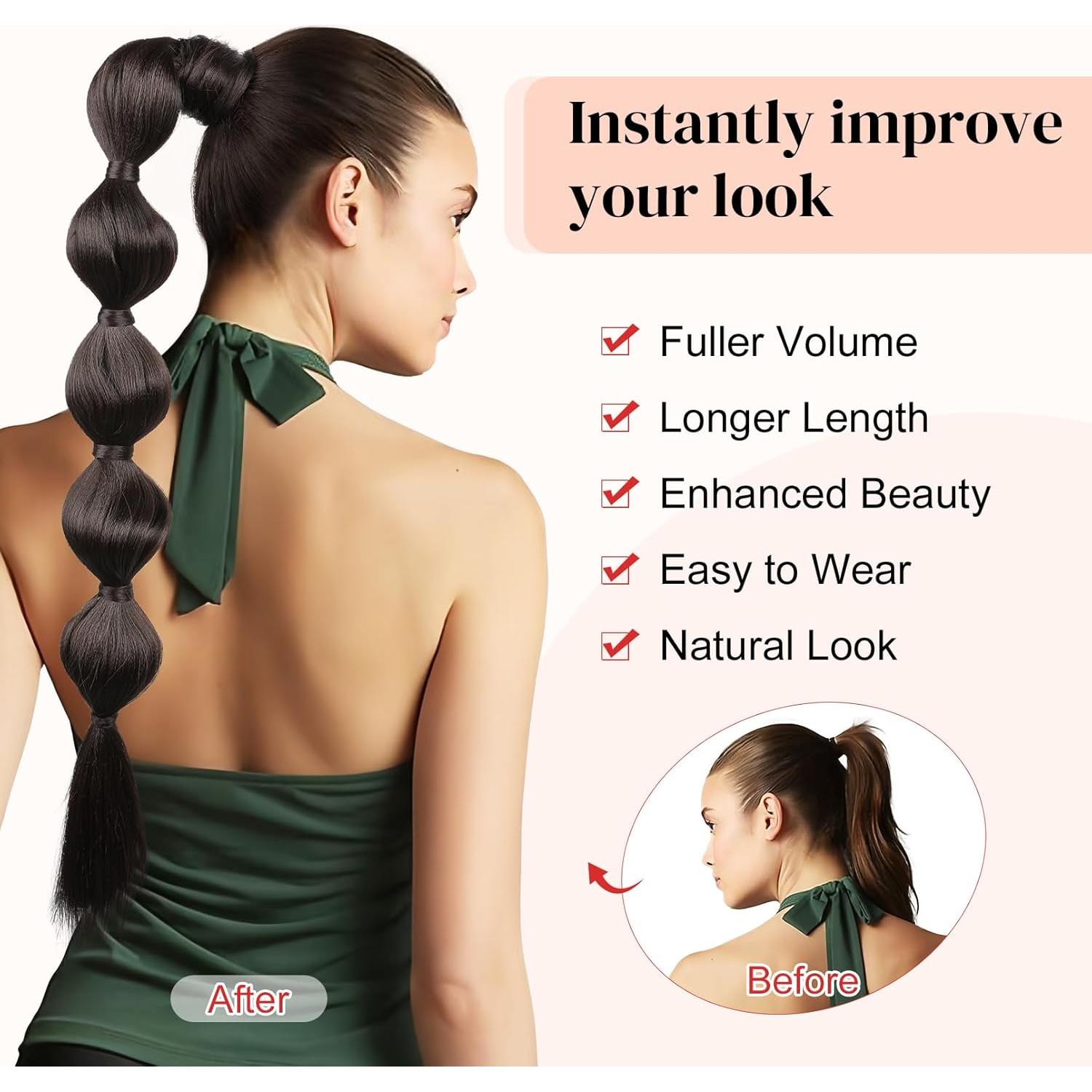 Extensión de Cola de Caballo Bubble LONAI 71 cm Marrón Negro