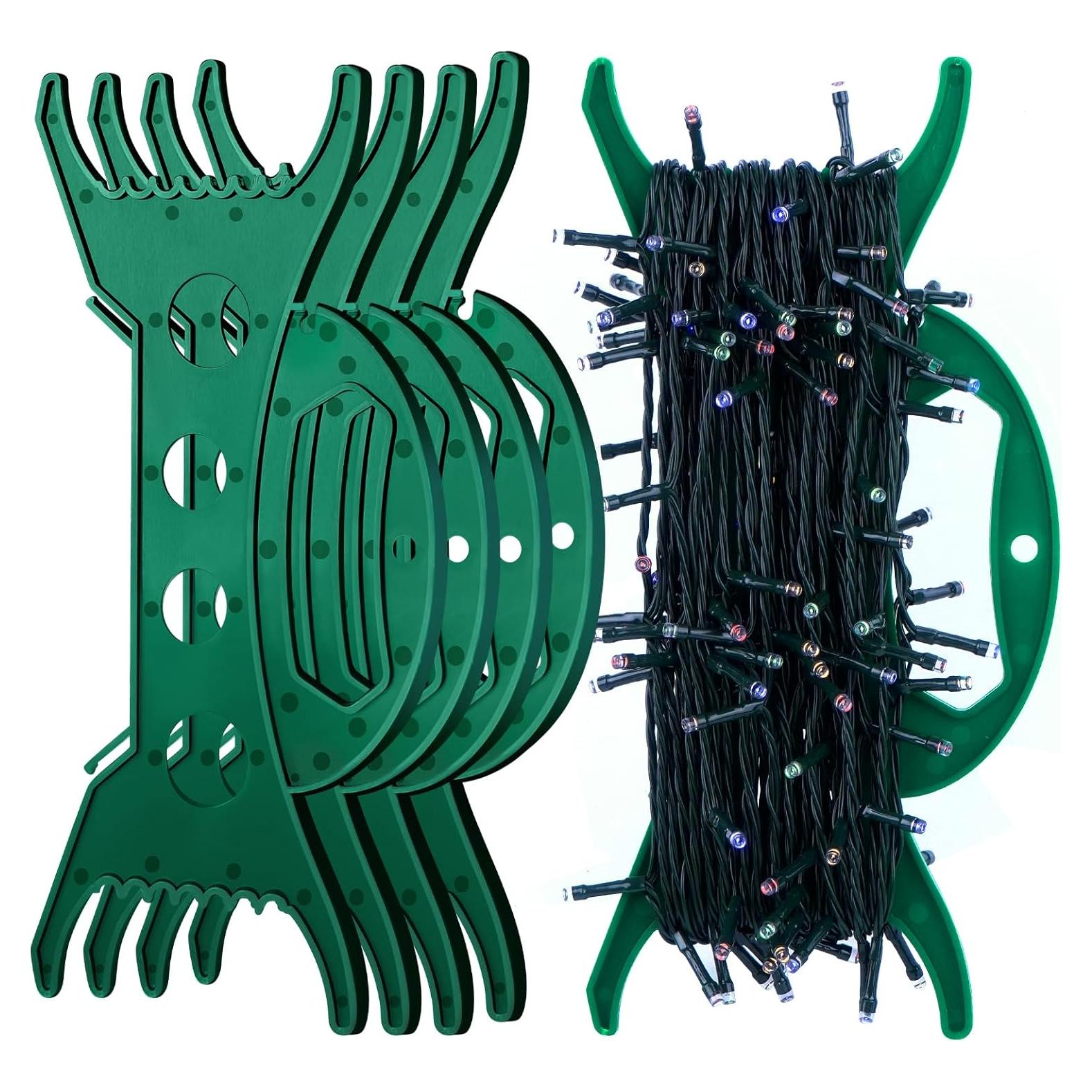 4 Soportes de Almacenamiento de Luces Navidad SUNXIZ Verde