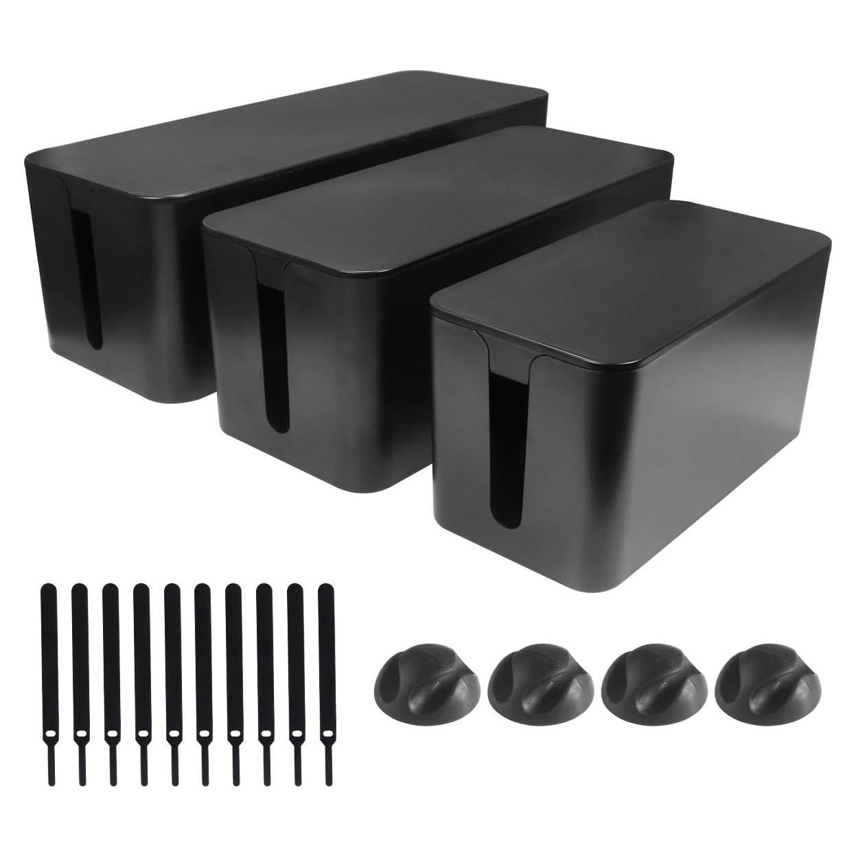 Caja Organizadora de Cables DUNCHATY 3 Tamaños ABS Negro