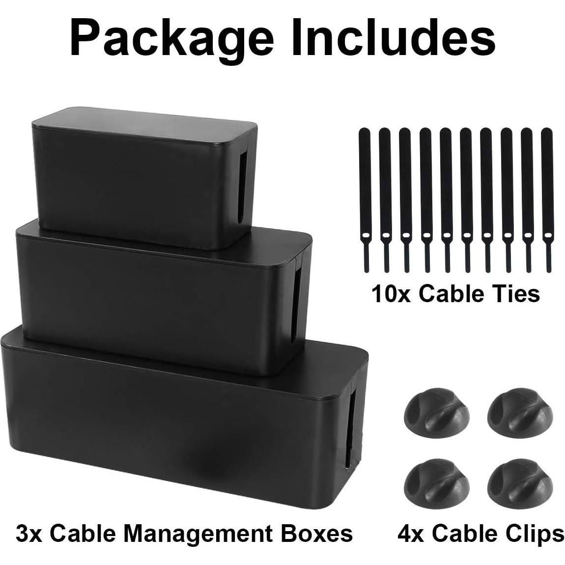 Caja Organizadora de Cables DUNCHATY 3 Tamaños ABS Negro