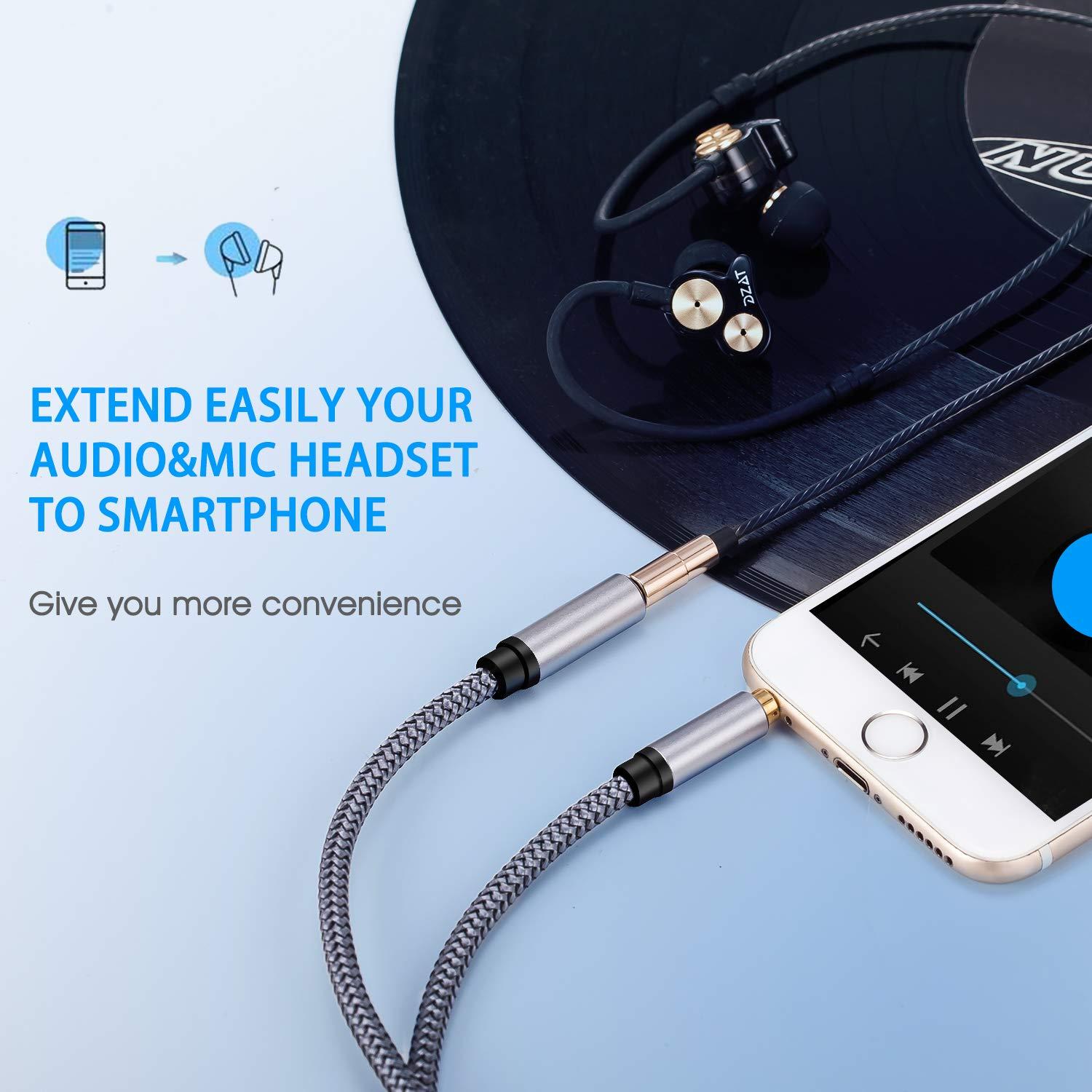 Cable de Extensión de Audio 3.5mm Tan QY 0.3M Plata