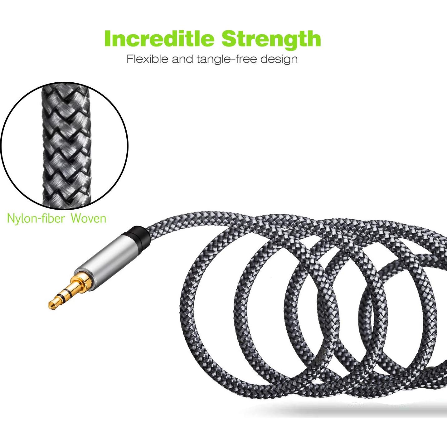 Cable de Extensión de Audio 3.5mm Tan QY 0.3M Plata