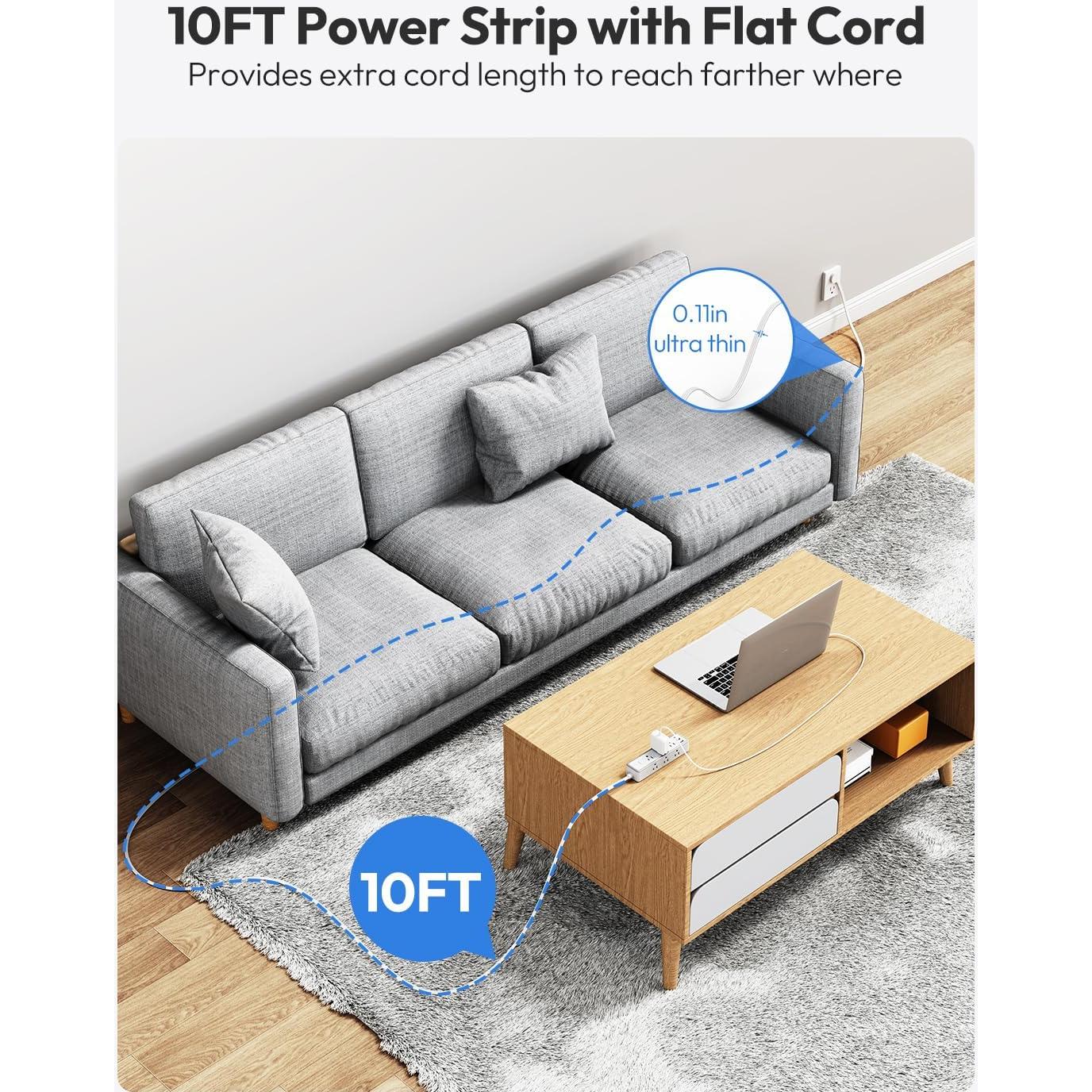 Protector de Sobretensión NTONPOWER 10 PIES 12 Salidas USB