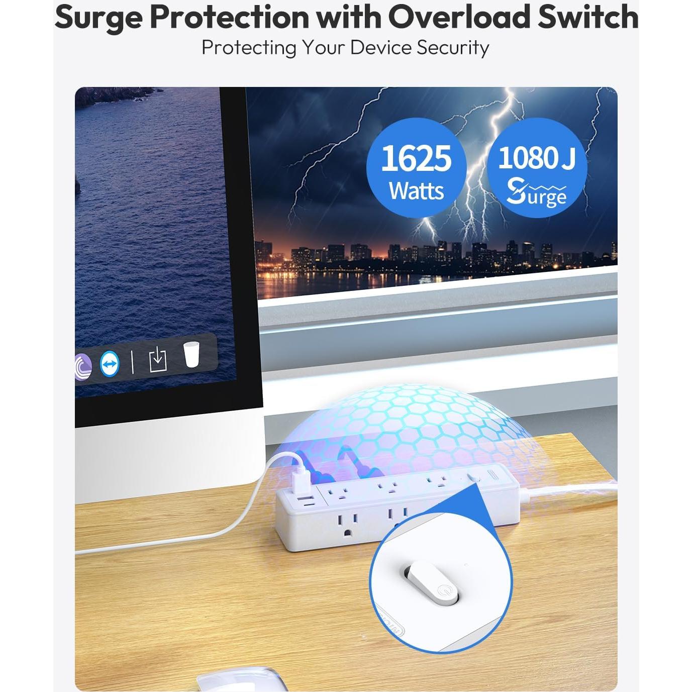 Protector de Sobretensión NTONPOWER 10 PIES 12 Salidas USB