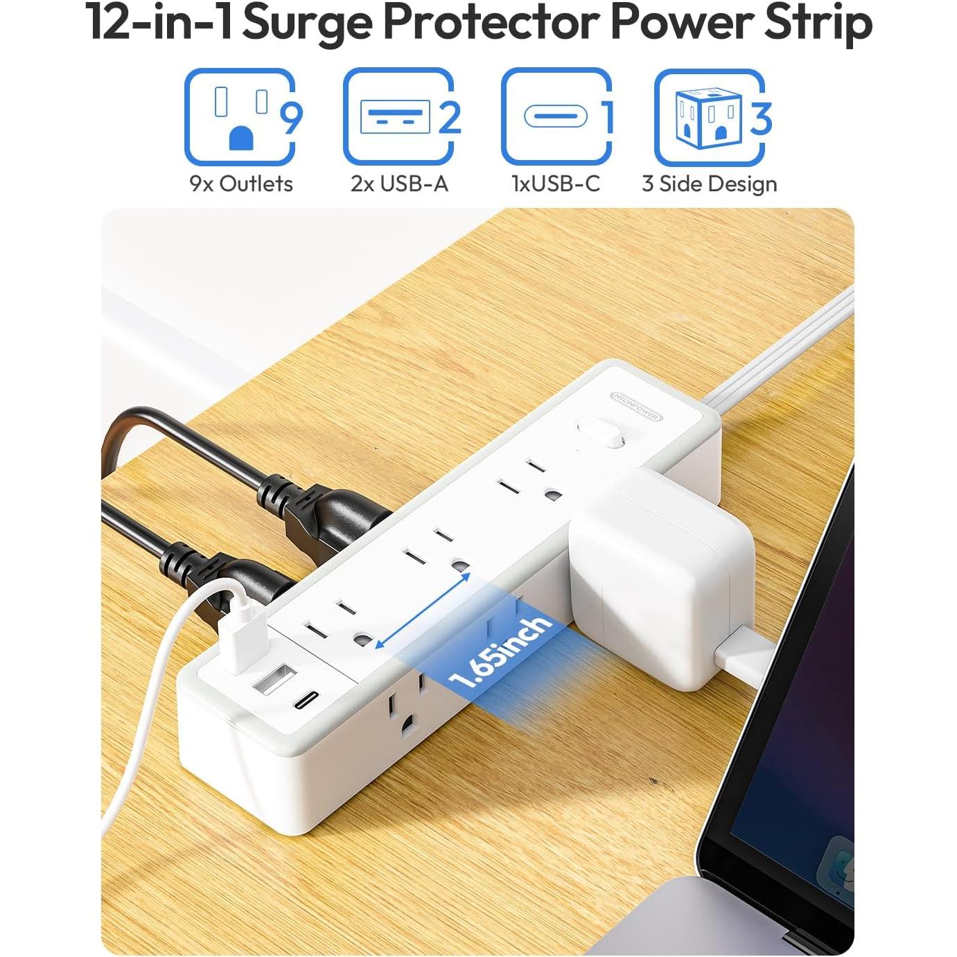 Protector de Sobretensión NTONPOWER 10 PIES 12 Salidas USB