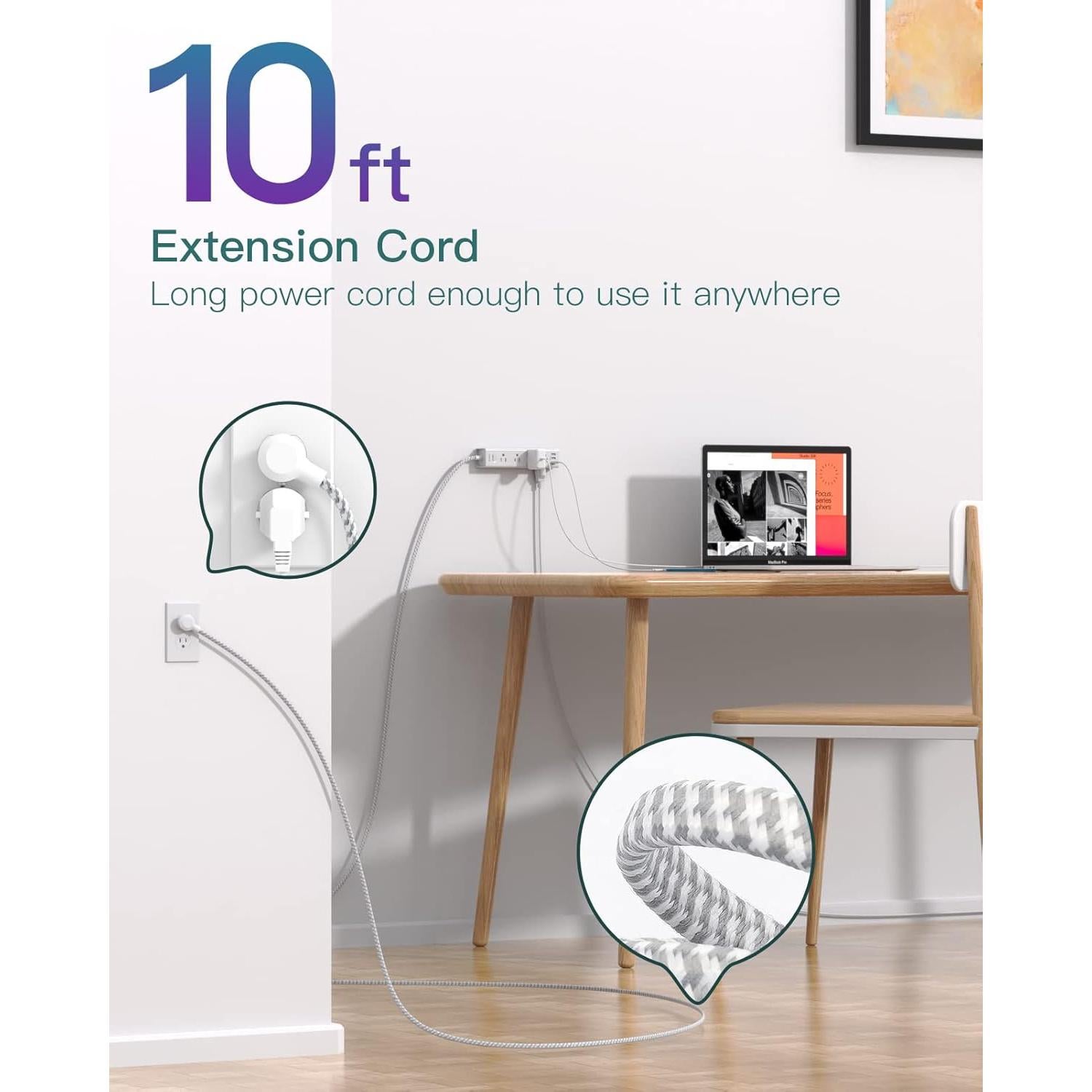 Regleta de Protección Addtam 3m 12 Salidas AC 3 USB Montable