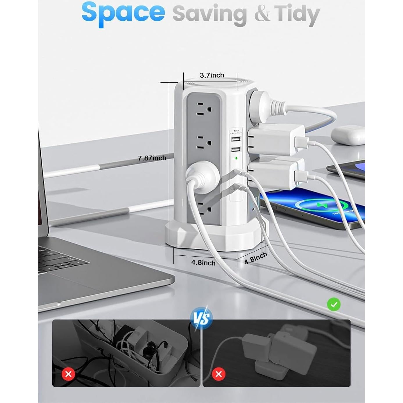 Regleta de Torre Farakara con 16 Salidas AC y 4 USB 20W
