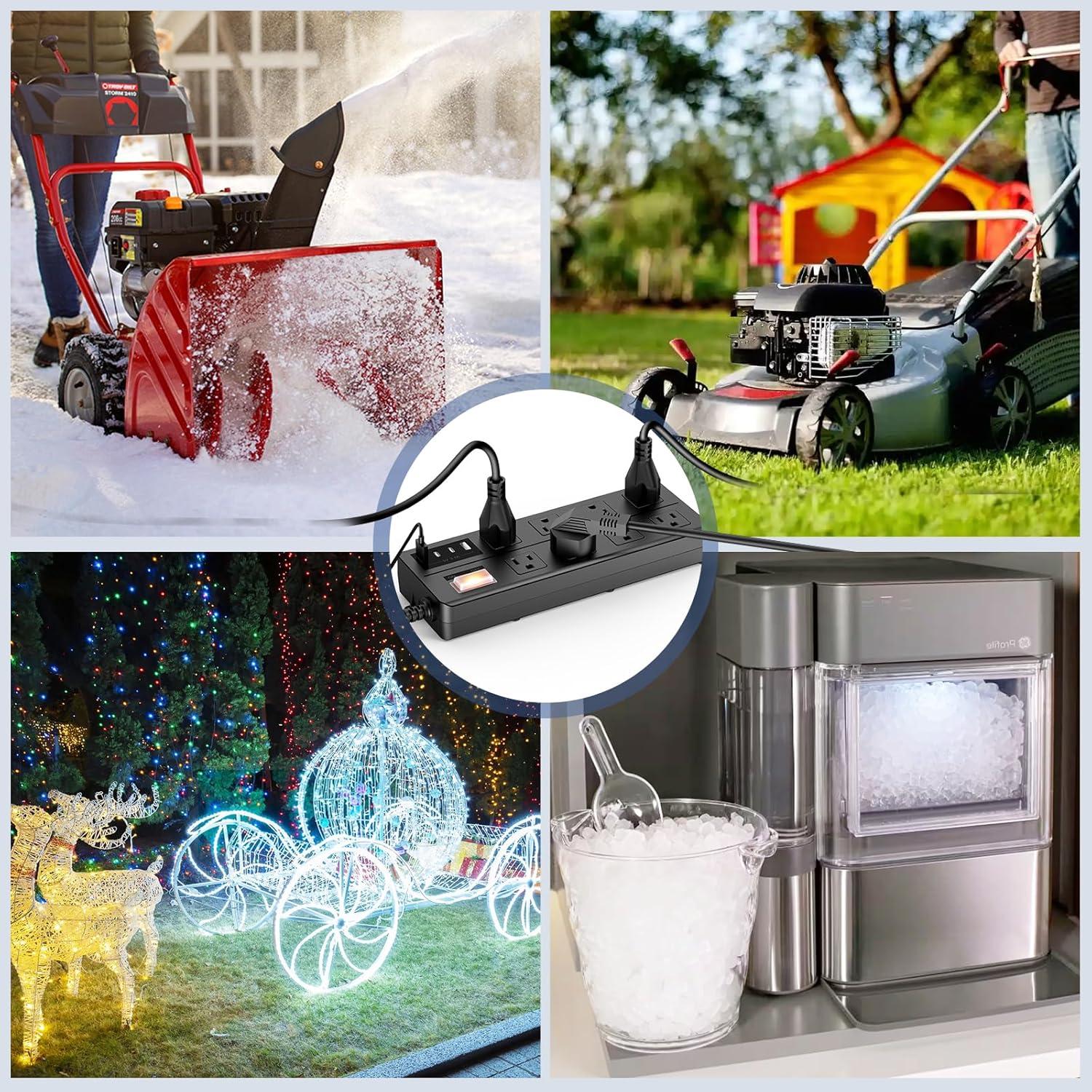 Toma de Corriente Exterior VNJ 8 Salidas AC + 4 USB 3.05m IPX6