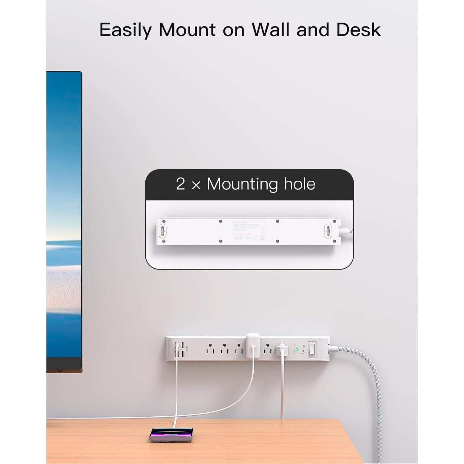 Regleta de Protección MIFASOPOWER 10FT 6 Salidas AC 4 USB