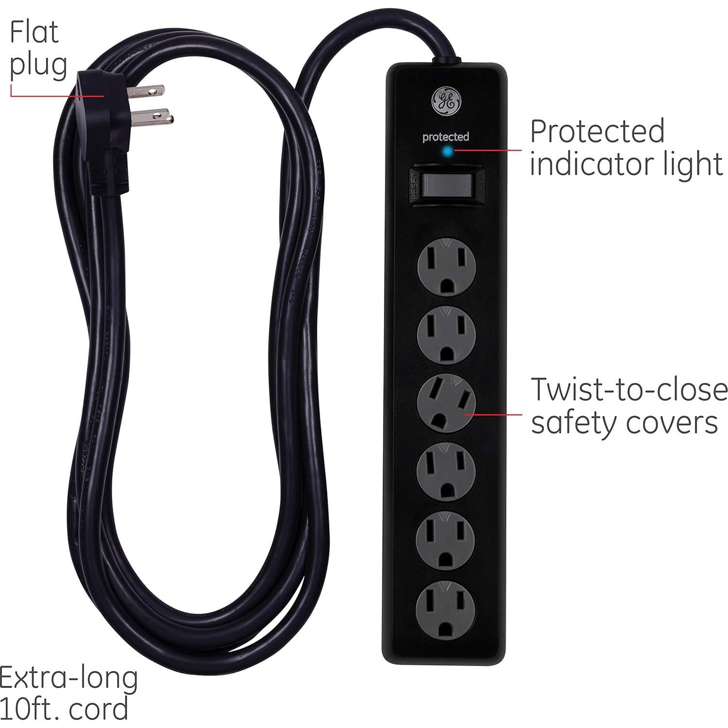 Protector contra Sobretensiones GE 6 Salidas 600 Julios 3m