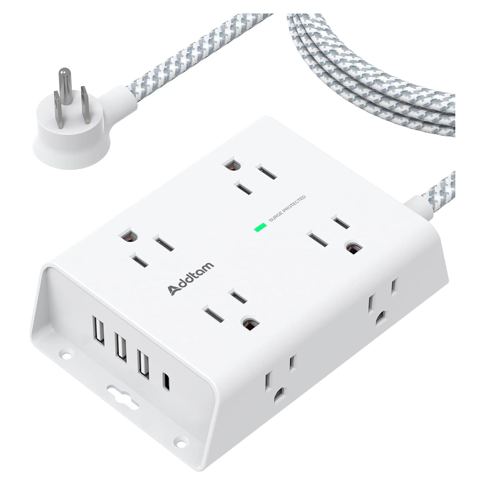 Regleta de Sobretensión Addtam 8 Salidas 4 USB C 5 Pies