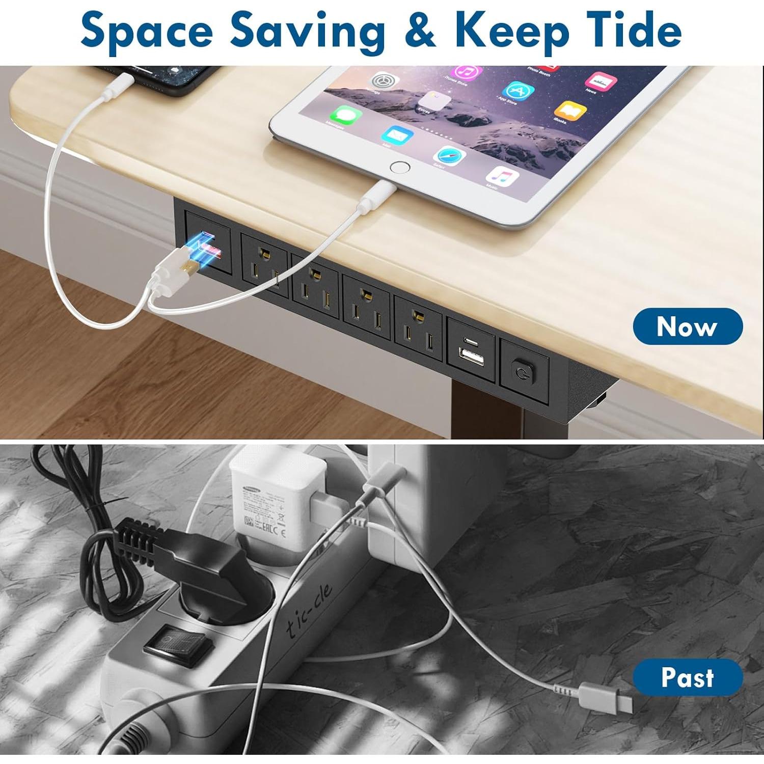 Tira de Alimentación Bajo Escritorio BTU 8 en 1 con USB-C y USB-A