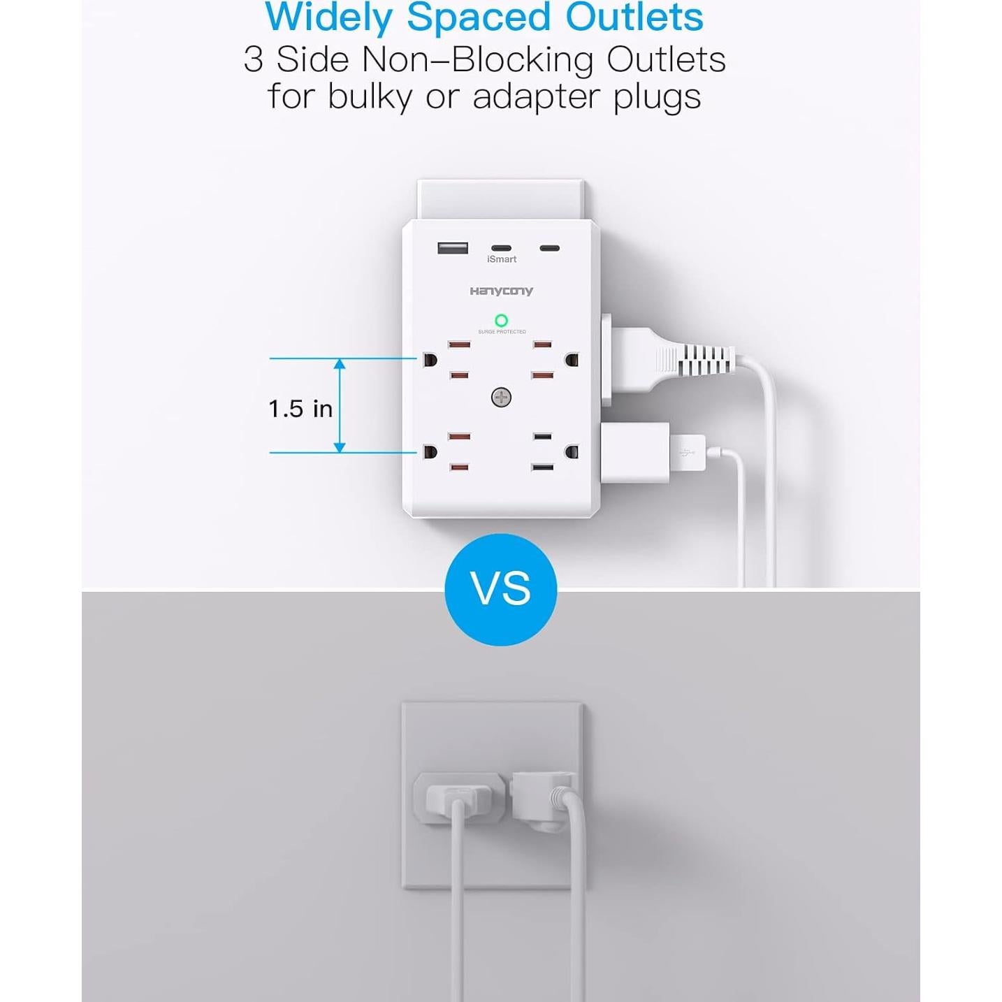Extensor de Enchufe HANYCONY 8 Salidas 3 USB C 900J