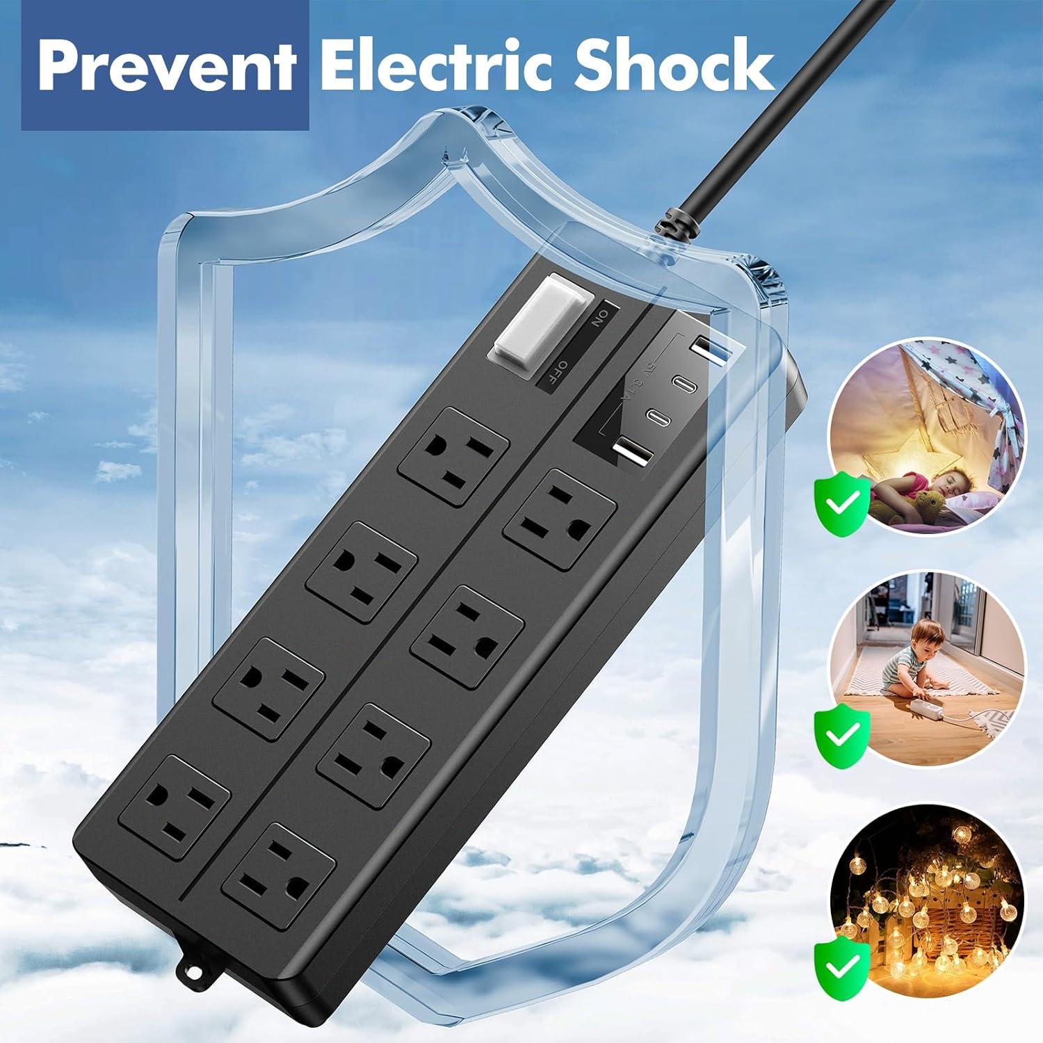 Toma de Corriente Exterior VNJ 8 Salidas AC + 4 USB IPX6 15FT