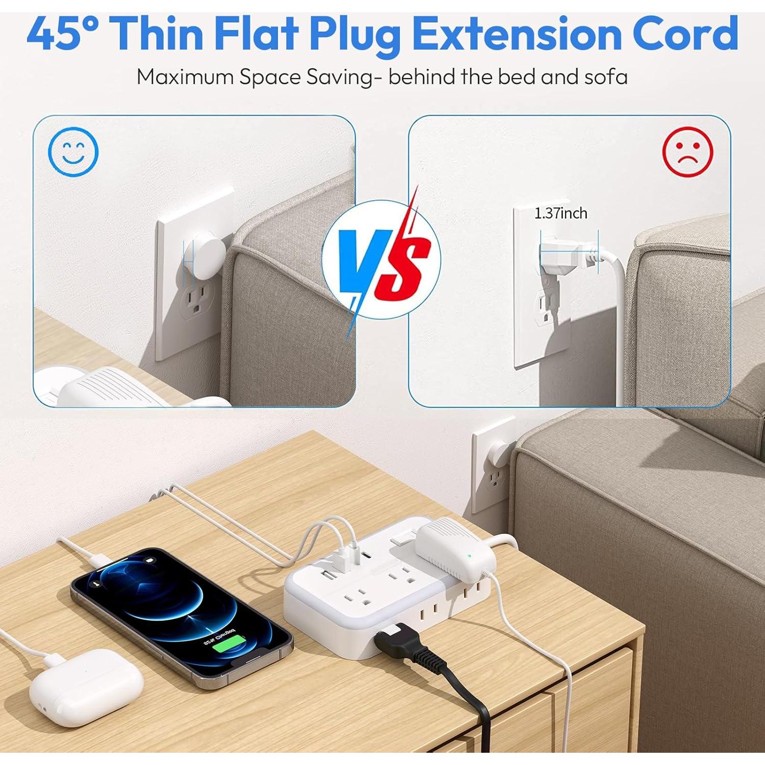 Cable de Extensión NTONPOWER 4.57m con 6 Salidas y 4 USB