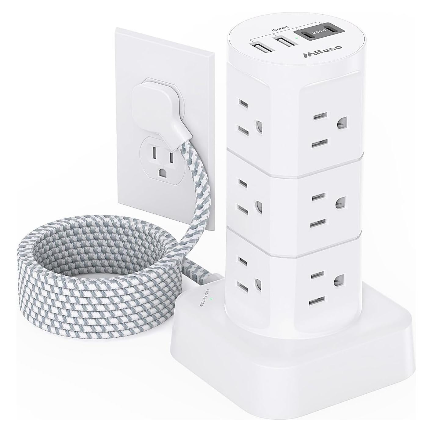 Regleta de Poder MIFASOPOWER 12 Salidas 4 USB 1.83m
