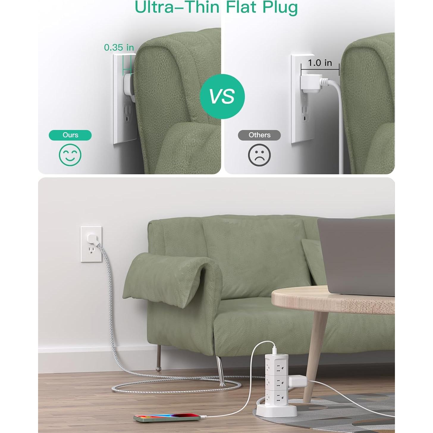 Regleta de Poder MIFASOPOWER 12 Salidas 4 USB 1.83m