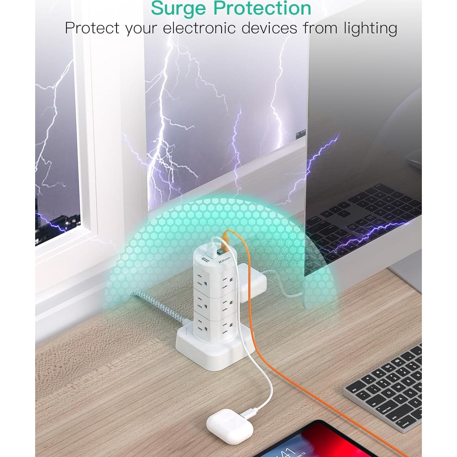 Regleta de Poder MIFASOPOWER 12 Salidas 4 USB 1.83m