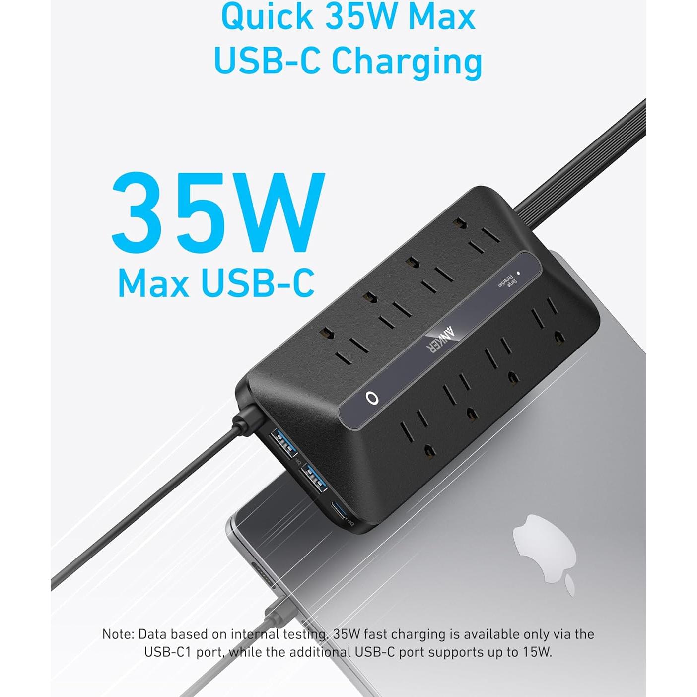 Regleta de Enchufes Anker A91F4 12-en-1 USB-C 35W 1.52m