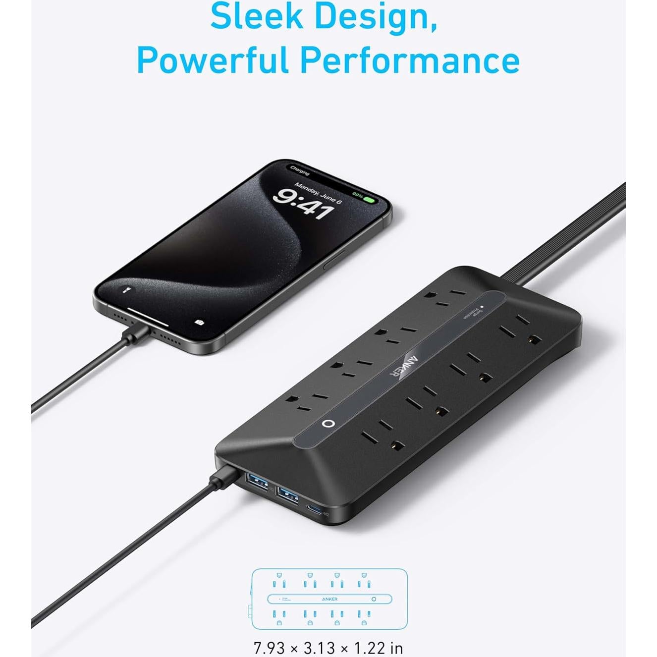 Regleta de Enchufes Anker A91F4 12-en-1 USB-C 35W 1.52m