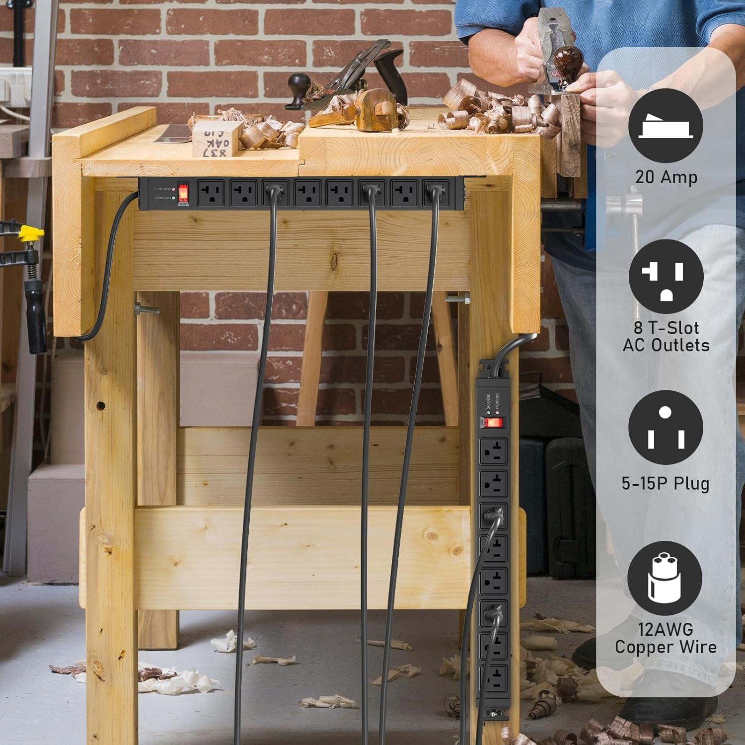 Regleta de 20A JUNNUJ con Protección 4800J y 8 Salidas