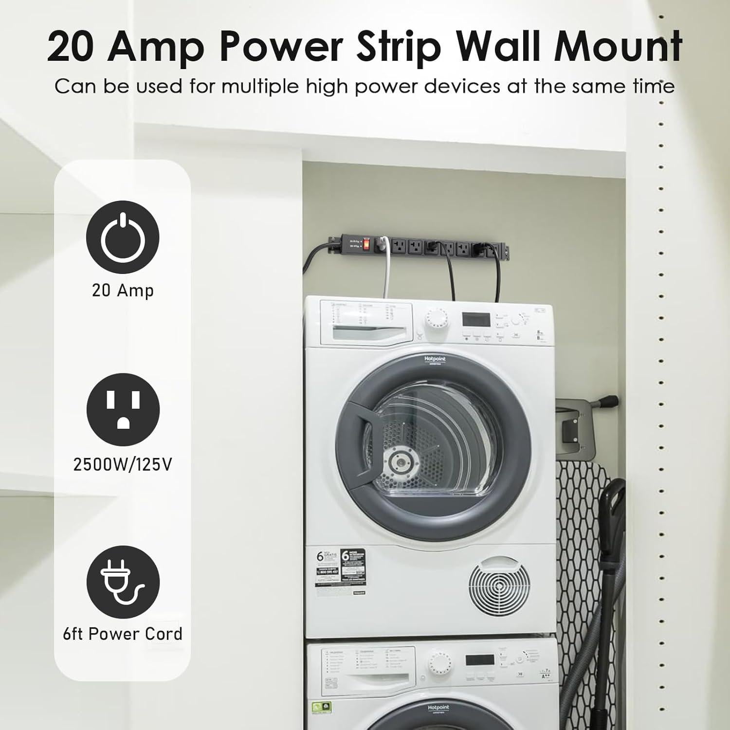 Regleta de 20A JUNNUJ con Protección 4800J y 8 Salidas